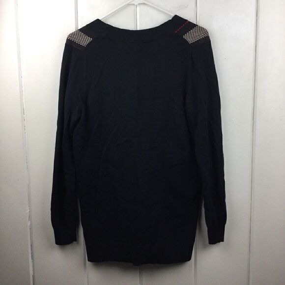 The Limited Black Button Front Cardigan Sweater with Cream & Red Plaid - Small - Picture 6 of 7